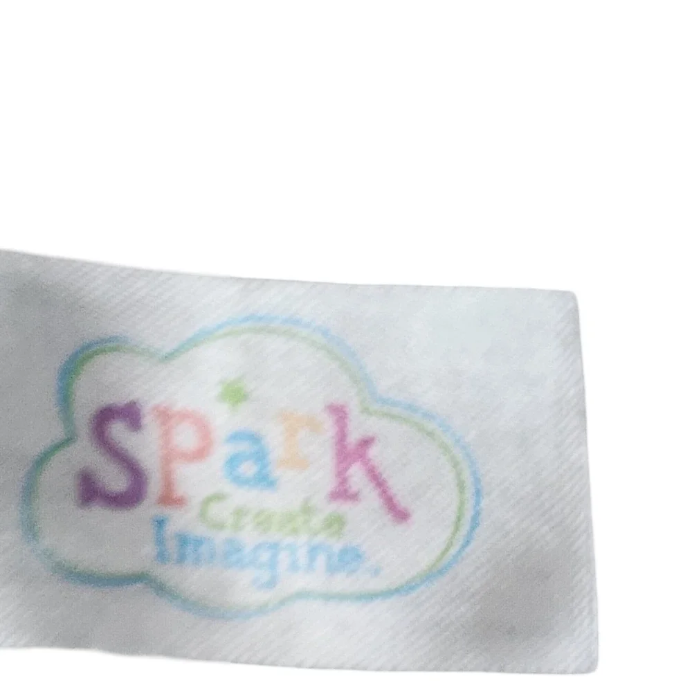 Spark Create Imagine Cow Plush Baby Rattle Black White Spotted Ring Toy 9 Inch